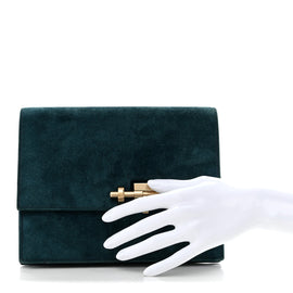 Veau Doblis Verrou Clutch Bleu Ocean