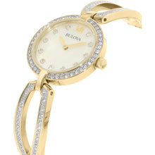 Load image into Gallery viewer, Bulova Crystal Collection Mother of Pearl Dial Gold Steel Strap Watch for Women - 98L225
