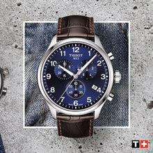 Load image into Gallery viewer, Tissot Chrono XL Classic Blue Dial Brown Leather Strap Watch For Men - T116.617.16.047.00