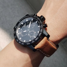 Load image into Gallery viewer, Tissot Supersport Chrono Black Dial Brown Leather Strap Watch for Men - T125.617.36.051.01