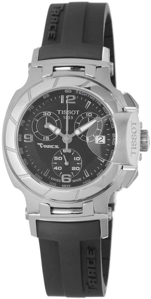 Tissot T Race Chronograph Black Dial Black Rubber Strap Watch for Women - T048.217.17.057.00