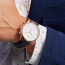 Load image into Gallery viewer, Tissot T Classic Tradition Chronograph White Dial Brown Leather Strap Watch For Men - T063.617.36.037.00