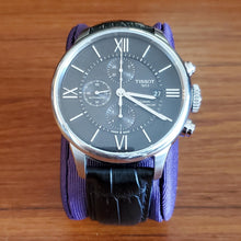 Load image into Gallery viewer, Tissot T Classic Chemin Des Tourelles Chronograph Black Dial Black Leather Strap Watch For Men - T099.427.16.058.00