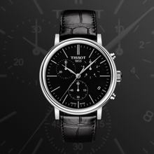 Load image into Gallery viewer, Tissot Carson Premium Chronograph Black Dial Black Leather Strap Watch For Men - T122.417.16.051.00