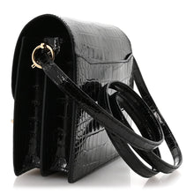 Load image into Gallery viewer, Shiny Alligator Mini Sac Roulis Black