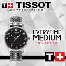 Load image into Gallery viewer, Tissot T Classic Everytime Quartz Black Dial Silver Steel Strap Watch for Men - T109.410.11.072.00