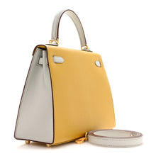 Load image into Gallery viewer, Chevre Mysore Horseshoe Kelly Sellier 25 Jaune Ambre Bleu Glacier
