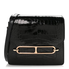 Load image into Gallery viewer, Shiny Alligator Mini Sac Roulis Black
