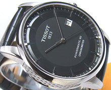 Load image into Gallery viewer, Tissot T Classic Luxury Powermatic 80 Black Dial Black Leather Strap Watch For Men - T086.408.16.051.00