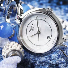 Load image into Gallery viewer, Tissot T Trend Flamingo Mother of Pearl Dial Silver Steel Strap Watch for Women - T094.210.11.116.00