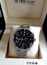 Load image into Gallery viewer, Tag Heuer Aquaracer Quartz Chronograph Black Dial Silver Steel Strap Watch for Men - CAY111A.BA0927