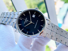 Load image into Gallery viewer, Tissot Luxury Powermatic 80 Black Dial Silver Steel Strap Watch for Men - T086.407.11.201.02