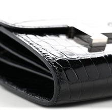 Load image into Gallery viewer, Shiny Alligator Constance Short Wallet Black