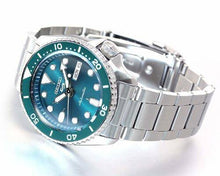 Load image into Gallery viewer, Seiko 5 Sports Automatic Green Dial Silver Steel Strap Watch For Men - SRPD61K1