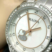 Load image into Gallery viewer, Bulova Crystal Collection Mother of Pearl Dial Silver Steel Strap Watch for Women - 98L232