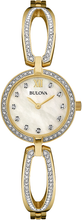 Load image into Gallery viewer, Bulova Crystal Collection Mother of Pearl Dial Gold Steel Strap Watch for Women - 98L225