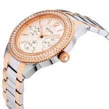 Load image into Gallery viewer, Bulova Crystal Collection Silver Dial Two Tone Steel Strap Watch for Women - 98N100