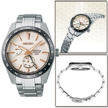 Load image into Gallery viewer, Seiko Presage Sharp Edged Series Automatic GMT Champagne Dial Silver Steel Strap Watch For Men - SPB273J1
