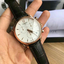 Load image into Gallery viewer, Tissot T Classic Tradition Chronograph White Dial Brown Leather Strap Watch For Men - T063.617.36.037.00
