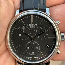 Load image into Gallery viewer, Tissot Carson Premium Chronograph Black Dial Black Leather Strap Watch For Men - T122.417.16.051.00