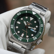 Load image into Gallery viewer, Seiko 5 Sports Automatic Analog Green Dial Silver Steel Strap Watch For Men - SRPD63K1