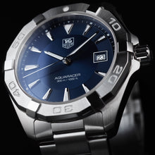 Load image into Gallery viewer, Tag Heuer Aquaracer Quartz Blue Dial Silver Steel Strap Watch for Men - WAY1112.BA0928