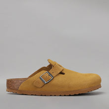 Load image into Gallery viewer, BIRKENSTOCK - BOSTON CLOGS - CORDUROY CORK BROWN EMBOSSED SUEDE - NARROW FIT