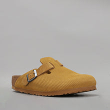 Load image into Gallery viewer, BIRKENSTOCK - BOSTON CLOGS - CORDUROY CORK BROWN EMBOSSED SUEDE - NARROW FIT