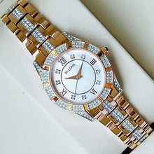 Load image into Gallery viewer, Bulova Crystal Mother of Pearl Dial Rose Gold Steel Strap Watch for Women - 98L197