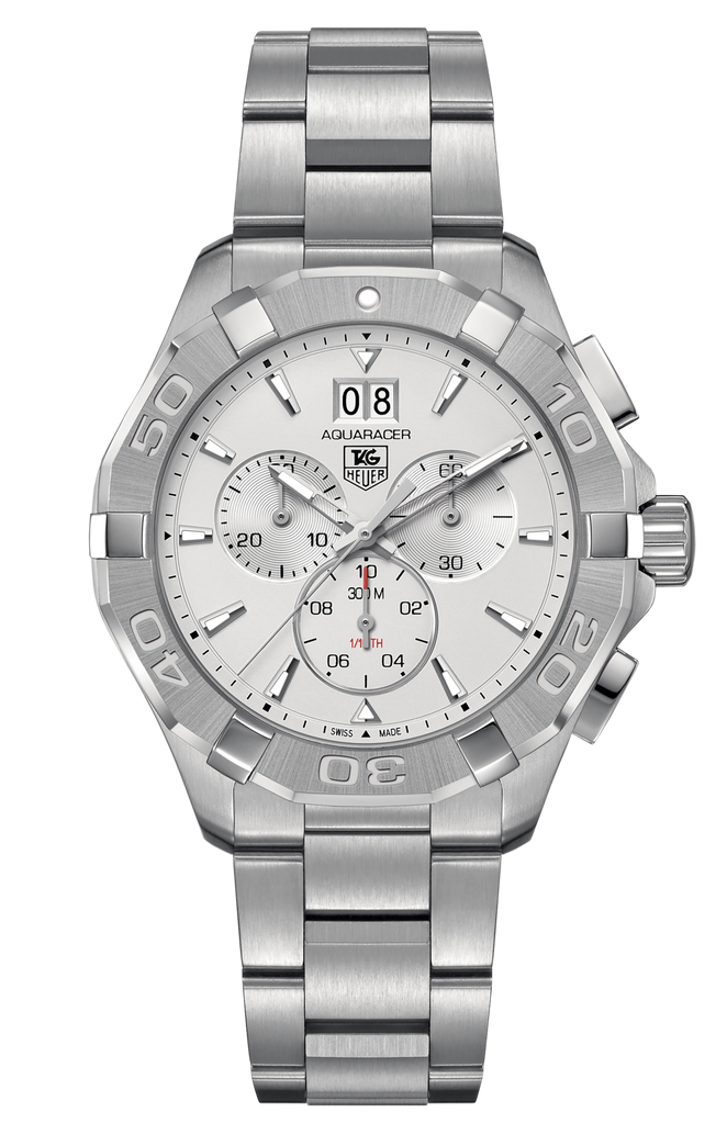 Tag Heuer Aquaracer White Dial Silver Steel Strap Watch for Men - CAY1111.BA0927