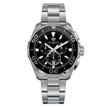 Load image into Gallery viewer, Tag Heuer Aquaracer Quartz Chronograph Black Dial Silver Steel Strap Watch for Men - CAY111A.BA0927