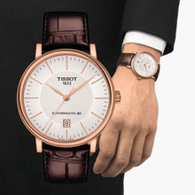 Load image into Gallery viewer, Tissot Carson Premium Powermatic 80 White Dial Brown Leather Strap Watch For Men - T122.407.36.031.00