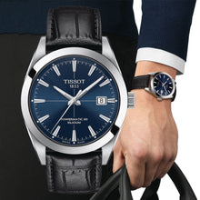 Load image into Gallery viewer, Tissot Gentleman Powermatic 80 Silicium Blue Dial Black Leather Strap Watch For Men - T127.407.16.041.01