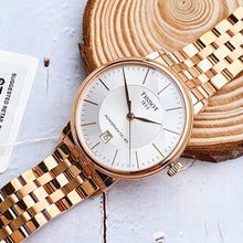 Load image into Gallery viewer, Tissot T Classic Carson Premium Automatic White Dial Rose Gold Steel Strap Watch for Men - T122.407.33.031.00
