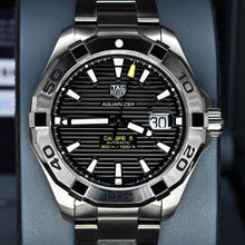 Load image into Gallery viewer, Tag Heuer Aquaracer Automatic Black Dial Silver Steel Strap Watch for Men - WAY2010.BA0927