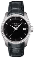 Load image into Gallery viewer, Tissot T Trend Couturier Diamonds Black Dial Black Leather Strap Watch for Women - T035.210.66.051.00