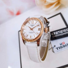Load image into Gallery viewer, Tissot T-Classic Powermatic 80 Mother of Pearl Silver Dial White Leather Strap Watch For Women - T108.208.26.117.00