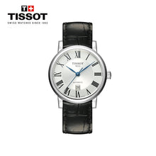 Load image into Gallery viewer, Tissot Carson Premium Automatic Lady Silver Dial Black Leather Strap Watch for Women - T122.207.16.033.00