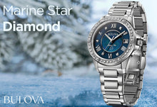 Load image into Gallery viewer, Bulova Marine Star Blue Dial Silver Steel Strap Watch for Women - 96R215