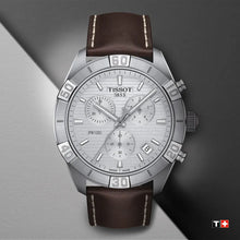 Load image into Gallery viewer, Tissot PR 100 Sport Quartz Chronograph Silver Dial Brown Leather Strap Watch For Men - T101.617.16.031.00