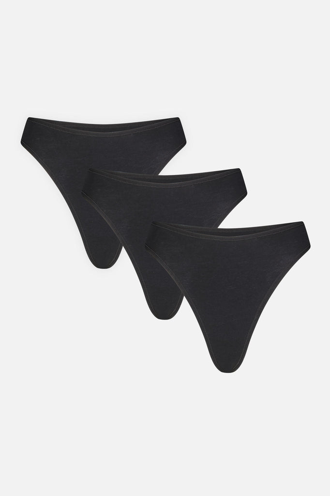 Cloud Cotton Thong in Black (Pack)