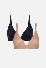 Load image into Gallery viewer, Glacé Triangle Bra in Buff + Black (Pack)