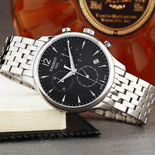 Load image into Gallery viewer, Tissot T Classic Tradition Chronograph Black Dial Silver Steel Strap Watch For Men - T063.617.11.057.00