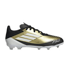 Load image into Gallery viewer, adidas F50 League Firm/Multi-Ground Messi Gold Metallic Cloud White Core Black (GS)