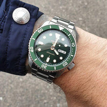 Load image into Gallery viewer, Seiko 5 Sports Automatic Analog Green Dial Silver Steel Strap Watch For Men - SRPD63K1