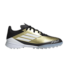 Load image into Gallery viewer, adidas F50 League Turf Messi Gold Metallic Cloud White Core Black (GS)