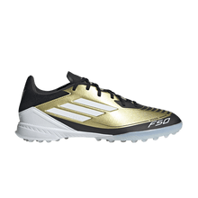 Load image into Gallery viewer, adidas F50 League Turf Messi Gold Metallic Cloud White Core Black