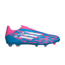 Load image into Gallery viewer, adidas F50 League Laceless Firm/Multi-Ground Solar Blue Cloud White Solar Pink