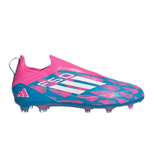 Load image into Gallery viewer, adidas F50 Pro Laceless FG Solar Blue Cloud White Solar Pink (GS)