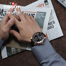 Load image into Gallery viewer, Tissot Supersport Chrono Black Dial Black Leather Strap Watch for Men - T125.617.36.051.00